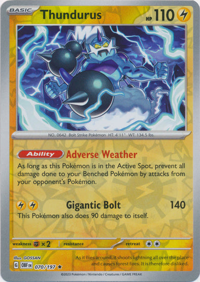 Thundurus - 070/197 - Rare - Reverse Holo available at 401 Games Canada