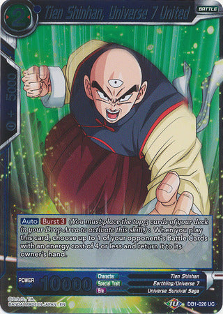 Tien Shinhan, Universe 7 United - DB1-026 - Uncommon (FOIL) available at 401 Games Canada