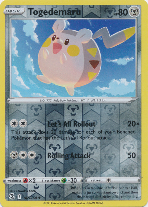 Togedemaru - 187/264 - Uncommon - Reverse Holo available at 401 Games Canada