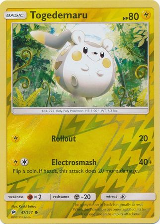 Togedemaru - 47/147 - Common - Reverse Holo available at 401 Games Canada