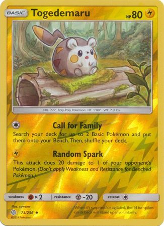 Togedemaru - 73/236 - Uncommon - Reverse Holo available at 401 Games Canada