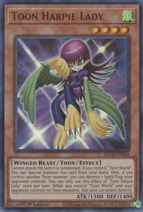 Toon Harpie Lady - BLCR-EN066 - Ultra Rare - 1st Edition available at 401 Games Canada