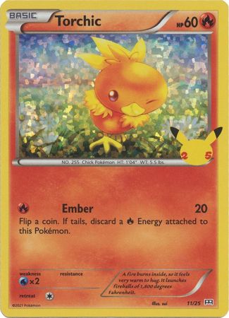 Torchic - 11/25 - 25th Anniversary Holo - Promo available at 401 Games Canada