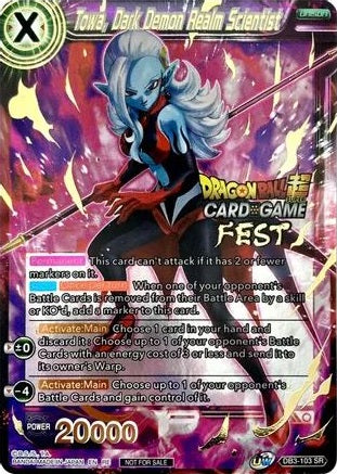 Towa, Dark Demon Realm Scientist - DB3-103 - Super Rare (Card Game Fest 2022) available at 401 Games Canada