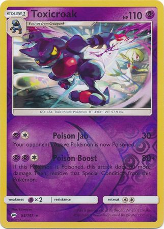 Toxicroak - 55/147 - Rare - Reverse Holo available at 401 Games Canada