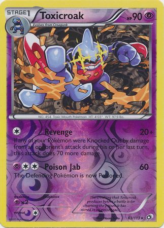 Toxicroak - 63/113 - Rare - Reverse Holo available at 401 Games Canada