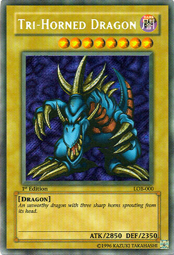 Tri-Horned Dragon - LOB-000 - Secret Rare - 1st Edition available at 401 Games Canada