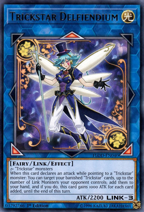 Trickstar Delfiendium - FLOD-EN040 - Rare - 1st Edition available at 401 Games Canada