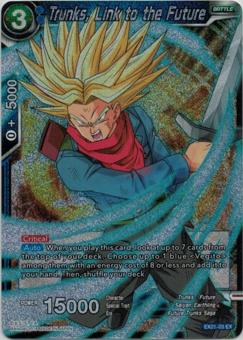 Trunks, Link to the Future - EX01-03 - Expansion Rare (Foil) available at 401 Games Canada