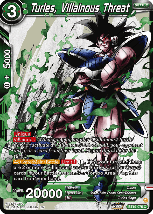 Turles, Villainous Threat - BT19-075 - Common available at 401 Games Canada