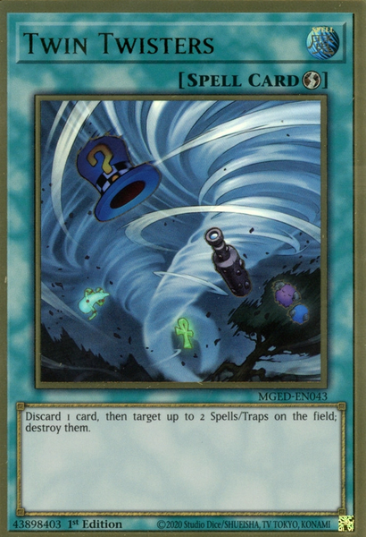Yu-Gi-Oh! Twin Twisters – MGED-EN043 Premium Gold Rare, 1. Edition