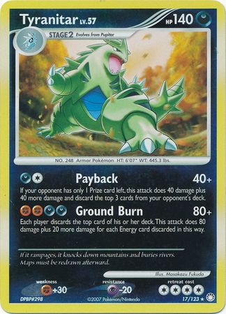 Tyranitar - 17/123 - Holo Rare - Reverse Holo available at 401 Games Canada