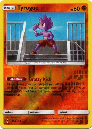 Tyrogue - 100/214 - Uncommon - Reverse Holo available at 401 Games Canada