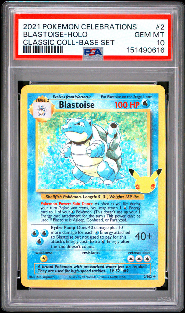 BLASTOISE (2) - POKEMON CELEBRATIONS CLASSIC COLLECTION - CLASSIC COLL-BASE SET - HOLO - GEM MT 10