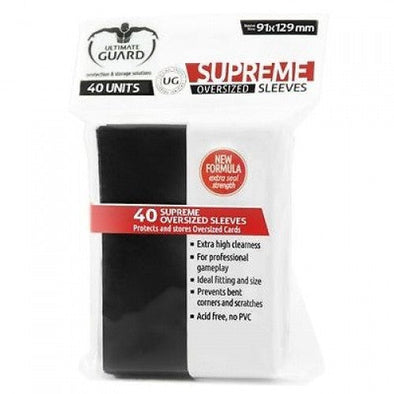 Ultimate Guard - Supreme Oversize Sleeves - Black 40CT 91x129mm available at 401 Games Canada