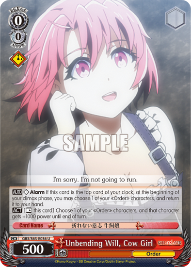 Unbending Will, Cow Girl - GBS/S63-E036 - Unommon available at 401 Games Canada