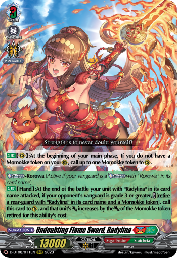 Undoubting Flame Sword, Radylina - D-BT08/011 - Triple Rare available at 401 Games Canada