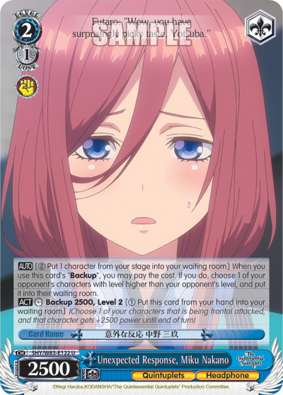 Unexpected Response, Miku Nakano - 5HY/W83-E122 - Uncommon available at 401 Games Canada