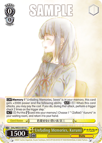 Unfading Memories, Kurumi - DAL/WE33-E016 - Common available at 401 Games Canada