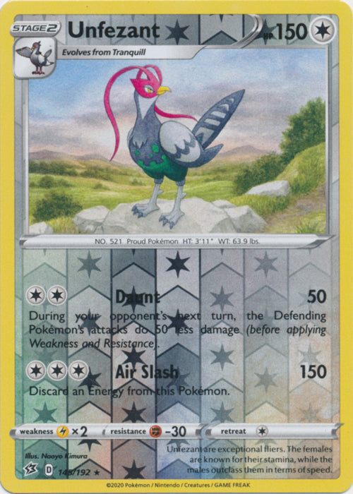 Unfezant - 145/192 - Rare - Reverse Holo available at 401 Games Canada