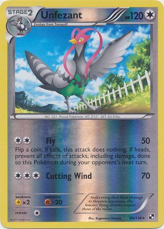 Unfezant - 86/114 - Rare - Reverse Holo available at 401 Games Canada