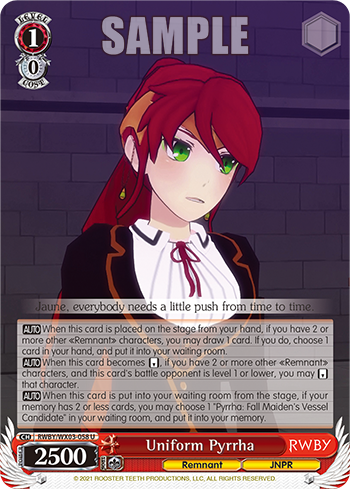 Uniform Pyrrha - RWBY/WX03-058 - Uncommon available at 401 Games Canada