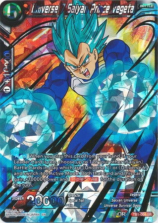 Universe 7 Saiyan Prince Vegeta - TB1-004 - Super Rare (DB1 Shatterfoil) available at 401 Games Canada