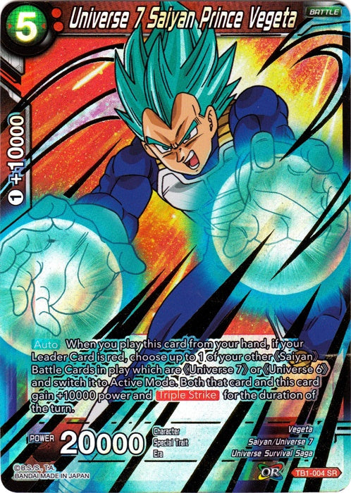 Universe 7 Saiyan Prince Vegeta - TB1-004 - Super Rare available at 401 Games Canada