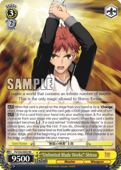 "Unlimited Blade Works" Shirou - FS/S36-E003 - Double Rare available at 401 Games Canada