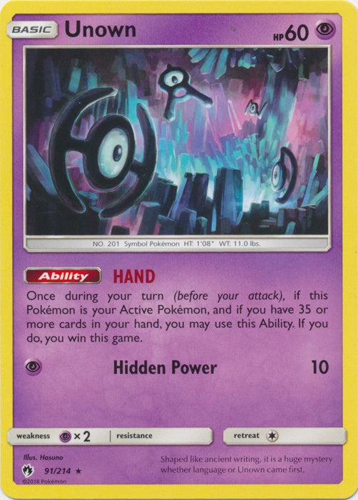 Unown - 91/214 - Rare available at 401 Games Canada