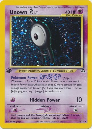 Unown A - 14/75 - Holo - 1st Edition available at 401 Games Canada