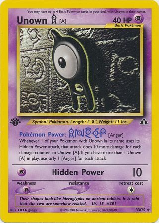 Unown A - 33/75 - Rare - 1st Edition available at 401 Games Canada