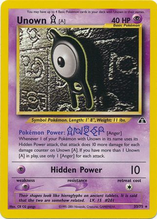 Unown A - 33/75 - Rare - Unlimited available at 401 Games Canada