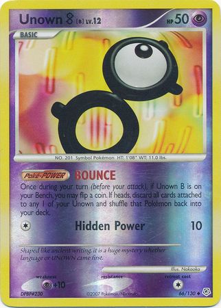 Unown B - 66/130 - Uncommon - Reverse Holo available at 401 Games Canada