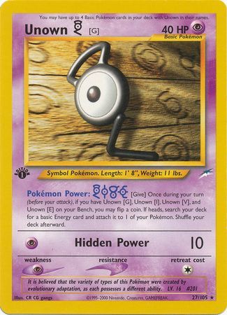 Unown G - 27/105 - Rare - 1st Edition available at 401 Games Canada