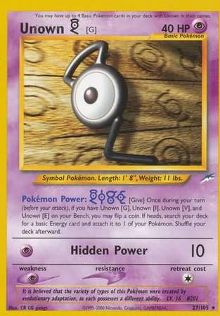 Unown G - 27/105 - Rare - Unlimited available at 401 Games Canada