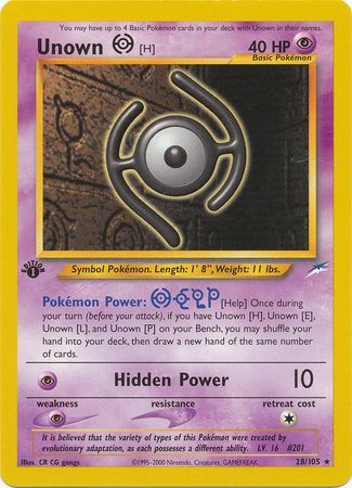 Unown H - 28/105 - Rare - 1st Edition available at 401 Games Canada