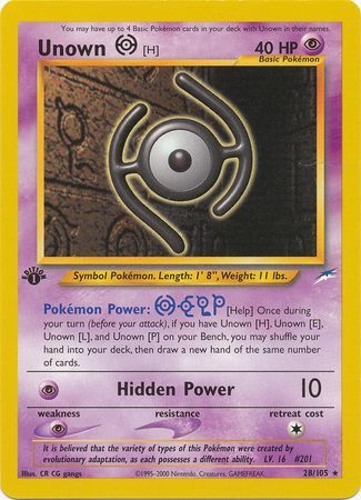 Unown H - 28/105 - Rare - 1st Edition available at 401 Games Canada