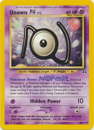 Unown N - 50/75 - Uncommon - Unlimited available at 401 Games Canada