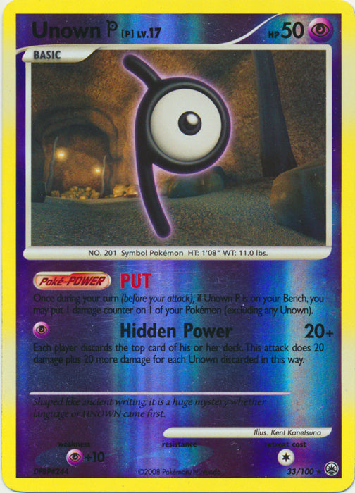 Unown P - 33/100 - Rare - Reverse Holo available at 401 Games Canada