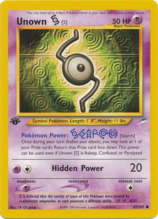 Unown S - 87/105 - Common - 1st Edition available at 401 Games Canada