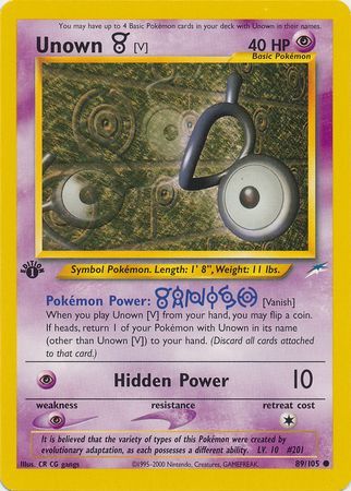 Unown V - 89/105 - Common - 1st Edition available at 401 Games Canada