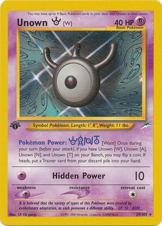 Unown W - 29/105 - Rare - 1st Edition available at 401 Games Canada