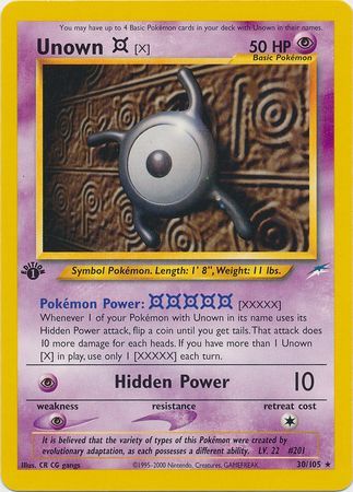 Unown X - 30/105 - Rare - 1st Edition available at 401 Games Canada