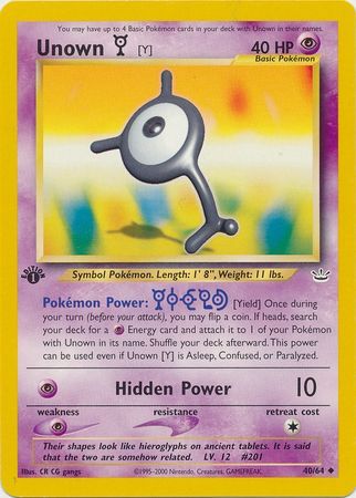 Unown Y - 40/64 - Uncommon - 1st Edition available at 401 Games Canada