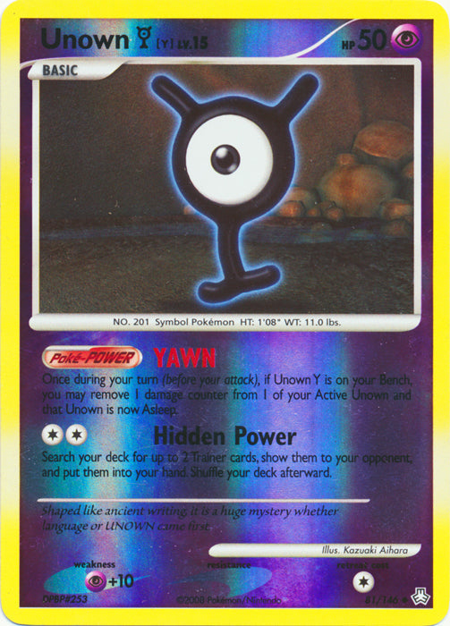 Unown Y - 81/146 - Uncommon - Reverse Holo available at 401 Games Canada