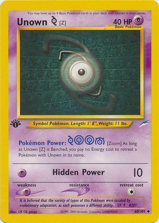 Unown Z - 60/105 - Uncommon - 1st Edition available at 401 Games Canada