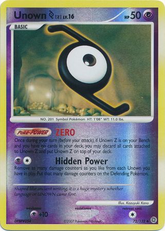 Unown Z - 72/132 - Uncommon - Reverse Holo available at 401 Games Canada