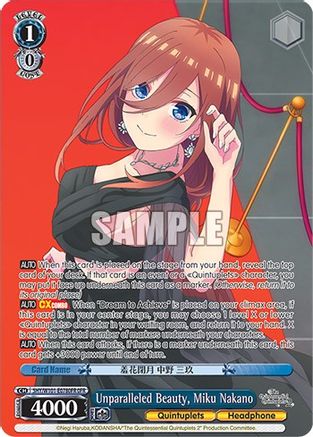 Unparalleled Beauty, Miku Nakano (OFR) - 5HY/W101-E078OFR - Over-Frame Rare available at 401 Games Canada