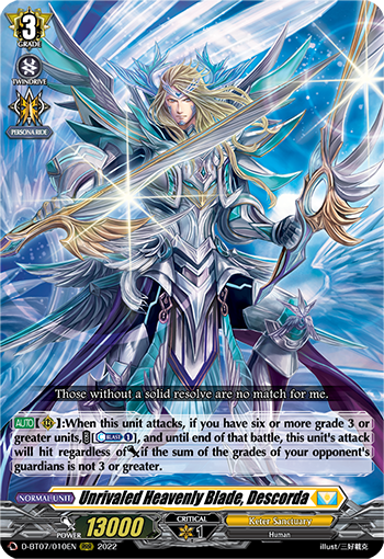 Unrivaled Heavenly Blade, Descorda - D-BT07/010 - Triple Rare available at 401 Games Canada